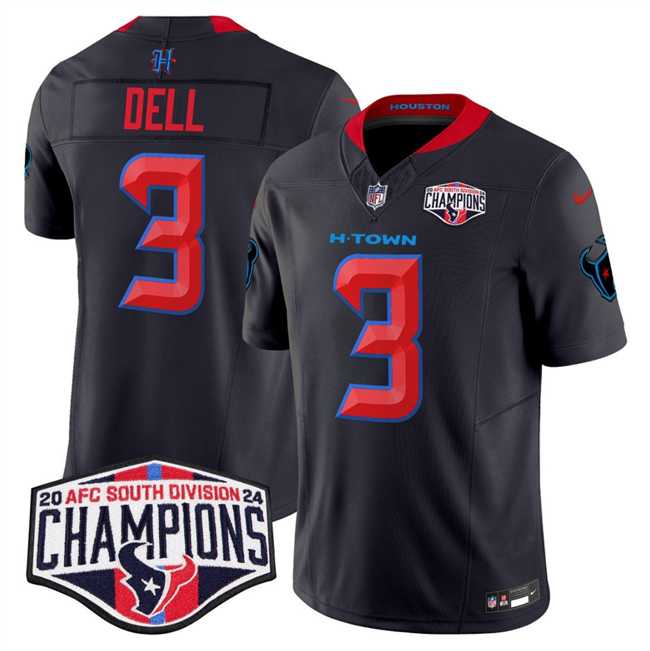 Men%27s Houston Texans #3 Tank Dell Navy 2nd Alternate F.U.S.E. 2024 AFC South Division Champions Vapor Limited Stitched Jersey